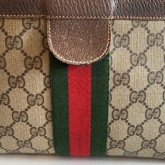 Gucci Sherry Line Clutch/Cosmetic pouch GG PVC leather trim - Picture 12 of 13